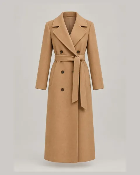 Langer Mantel in Camel