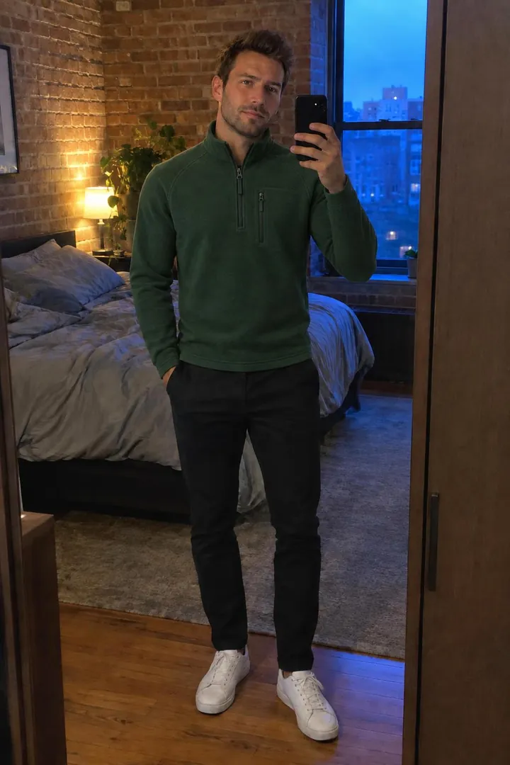 Virtuelle Anprobe: Halfzip-Fleece auf einem Kundenfoto